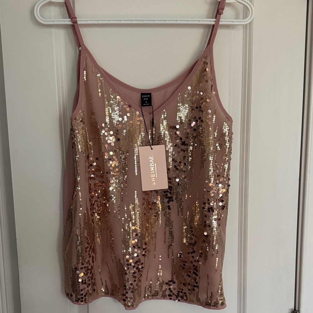 SHEIN Rose Gold Sequin Camisole